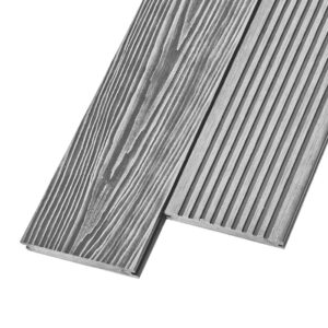 Композитная террасная доска из ДПК, декинг, палубная доска Unodeck Solid 3D 154х20 мм цвет серый